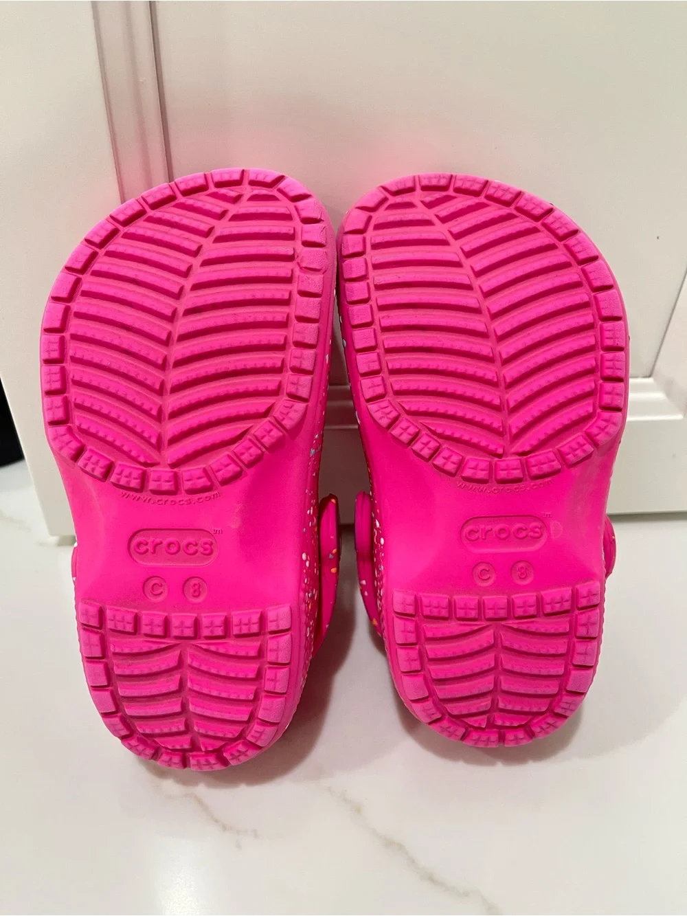 Crocs Pink Splatter Toddler Size 8 Clogs
